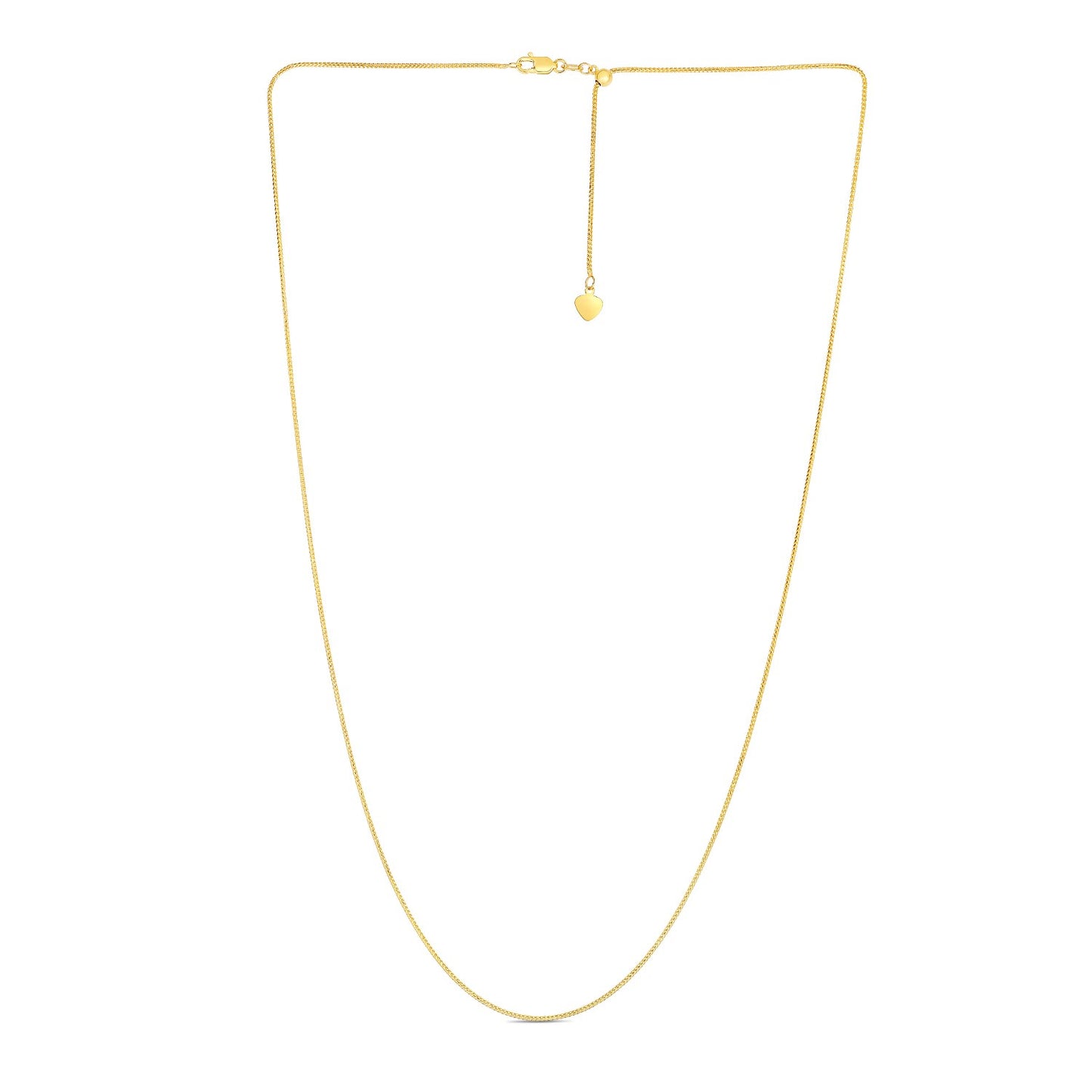 14k Yellow Gold Adjustable Franco Chain (1.00 mm) in a sleek high-contrast midnight luxury editorial style