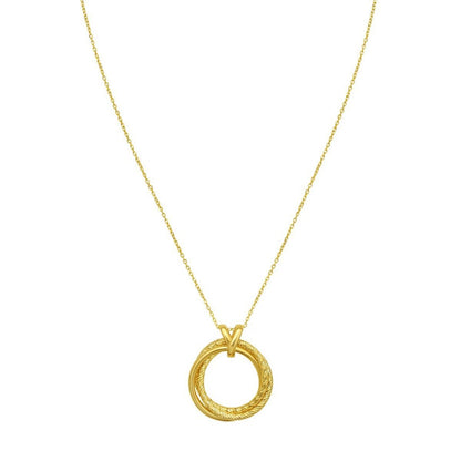 14K Yellow Gold Interlocking Diamond Cut Trinity Necklace