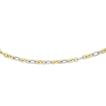 14k Two-Tone Gold Long and Short Style Oval Link Bracelet (7.50 mm)