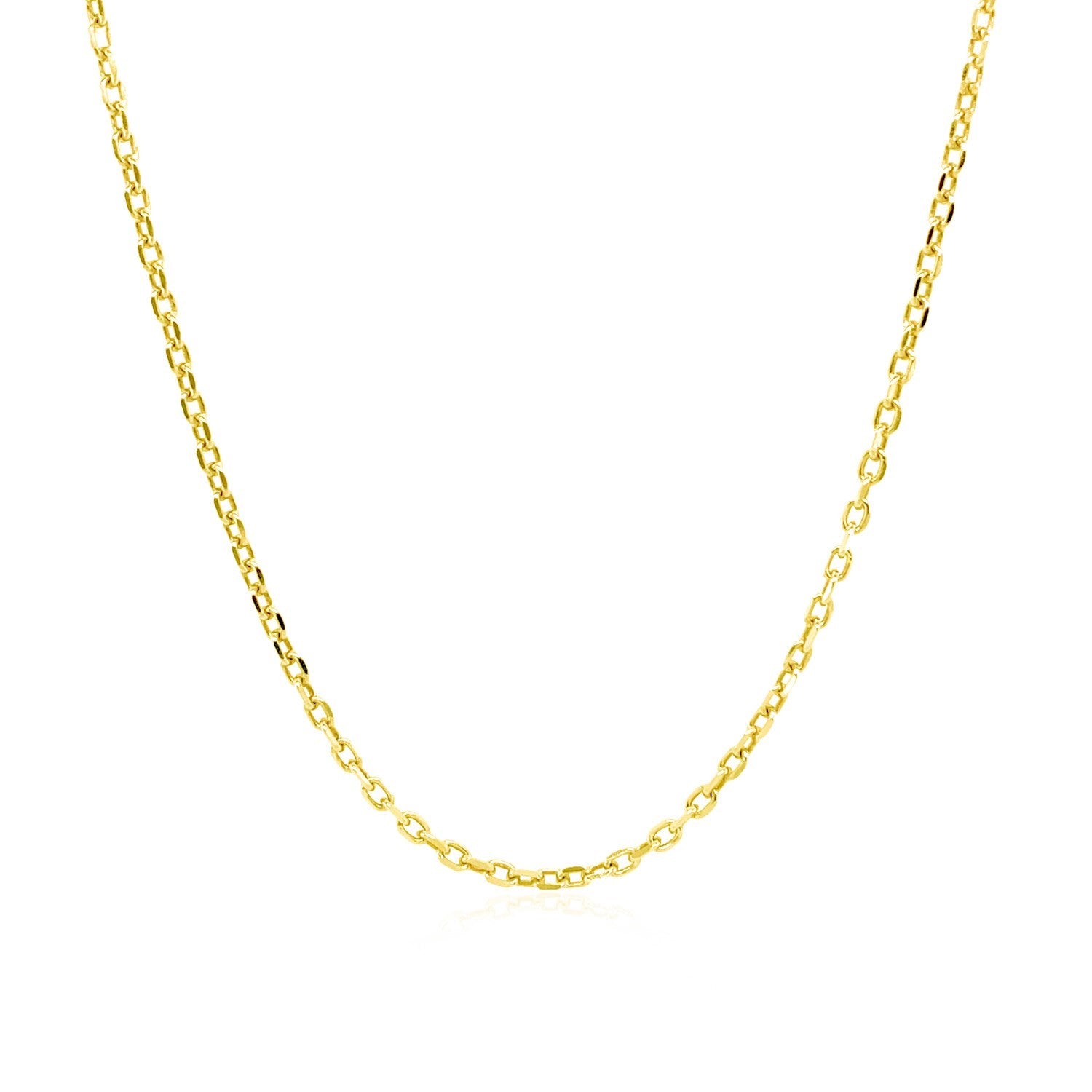 18k Yellow Gold Diamond Cut Cable Link Chain (1.50 mm) in a sleek high-contrast midnight luxury editorial style