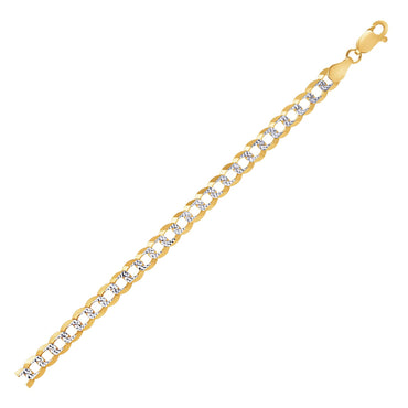 14k Two Tone Gold Pave Curb Chain (5.70 mm) - Two-Tone Gold - Peelerie