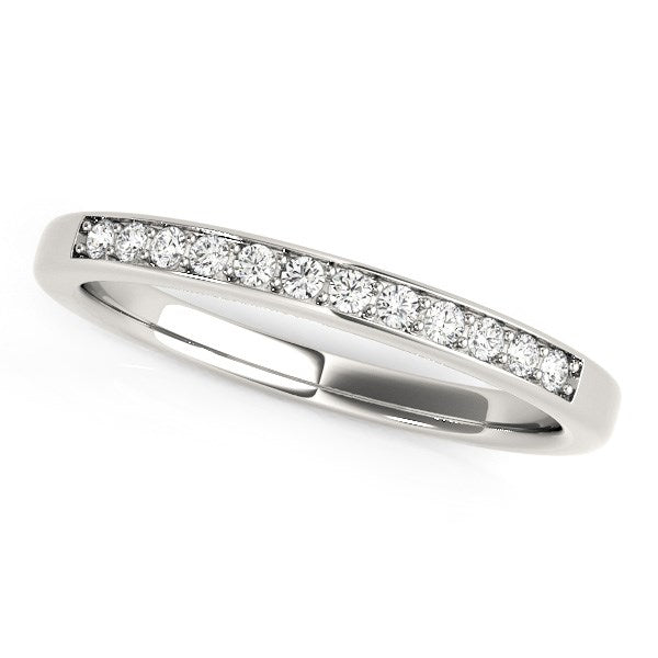 14k White Gold Diamond Wedding Band (1/8 cttw) in a sleek high-contrast midnight luxury editorial style