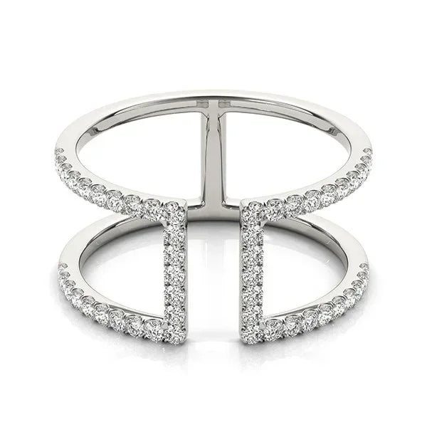 14k White Gold Modern Dual Band Style Diamond Ring (1/2 cttw) - Peelerie
