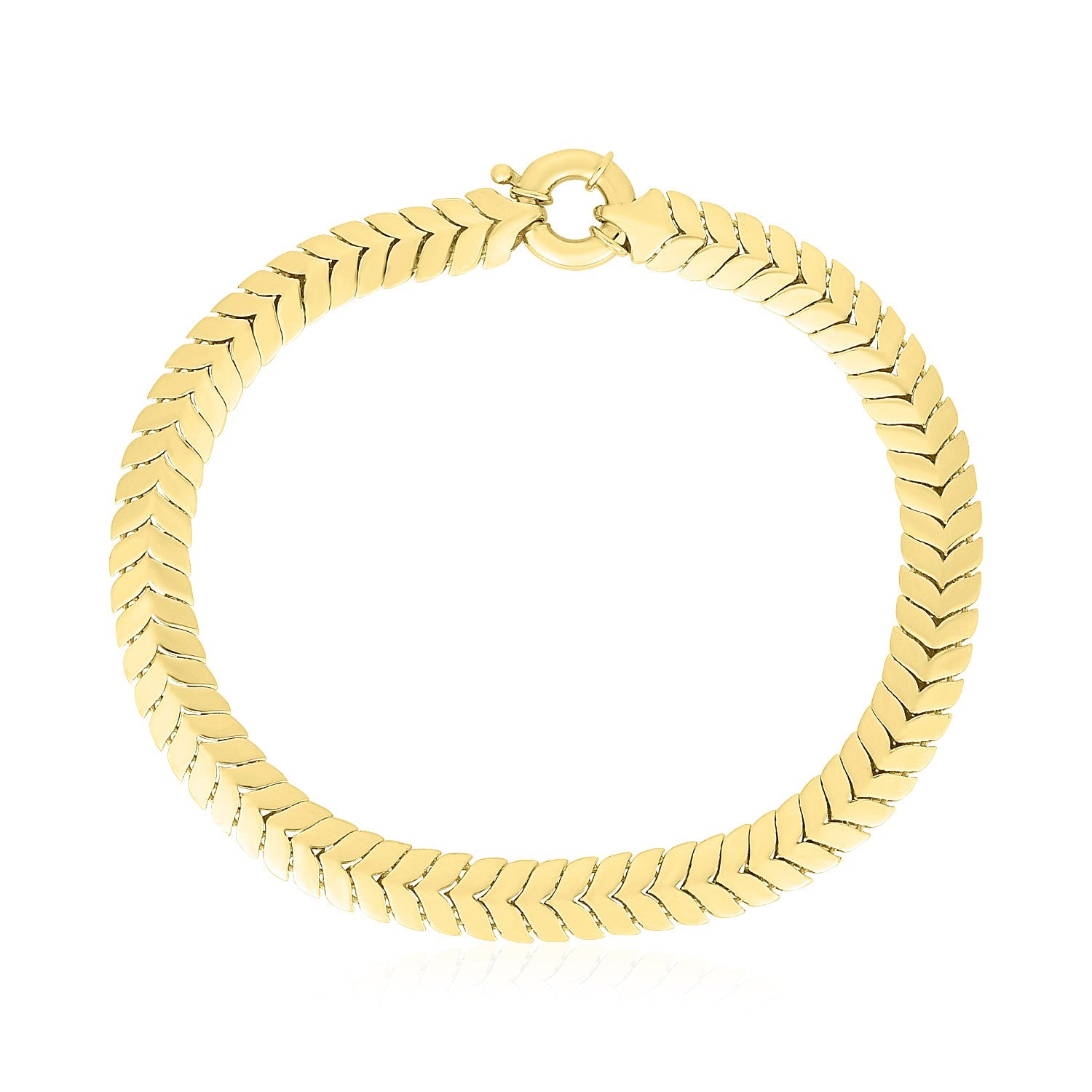 14k Yellow Gold High Polish Chevron Link Bracelet (6.00 mm) in a sleek high-contrast midnight luxury editorial style