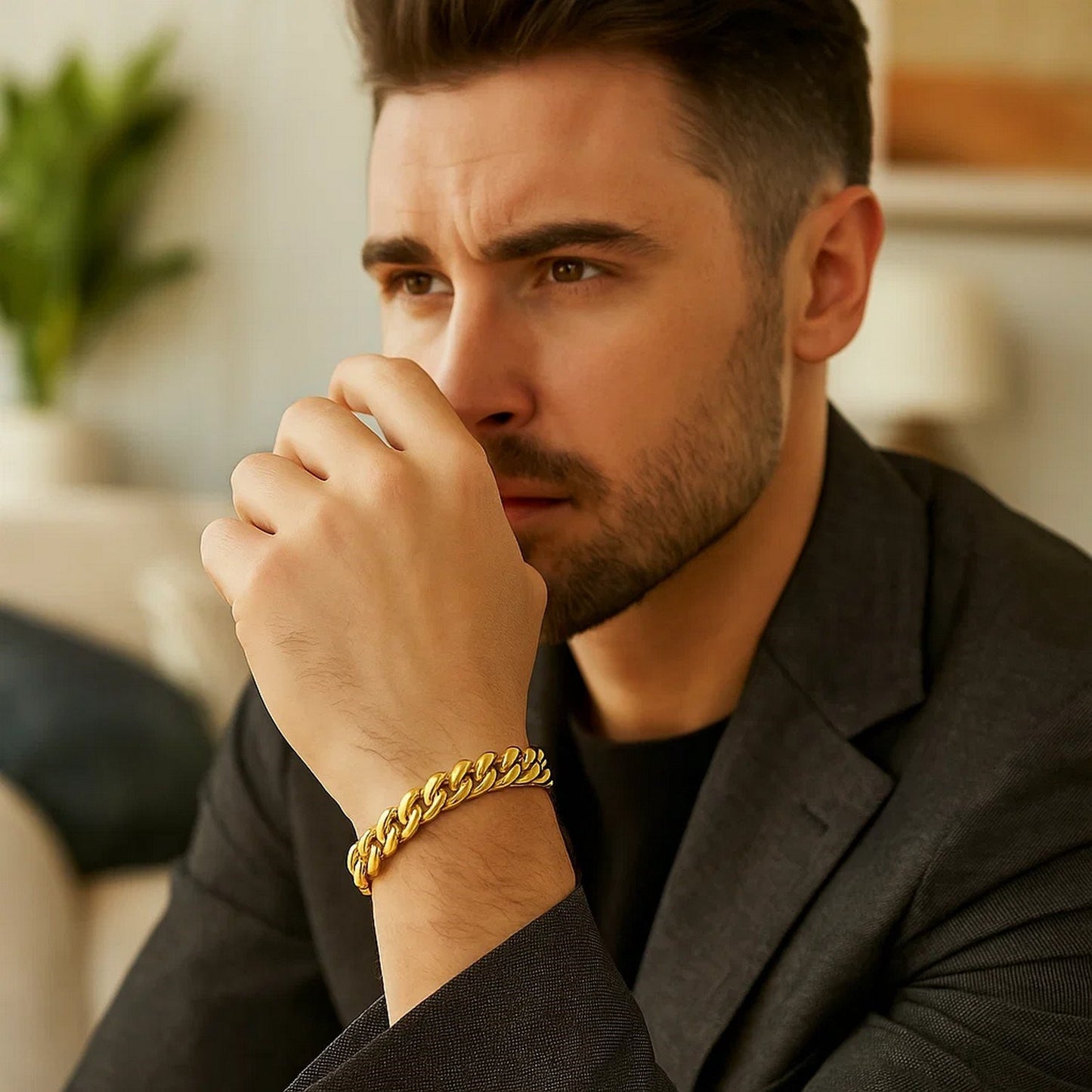 14k Yellow Gold Semi Solid Miami Cuban Bracelet (10.70 mm)