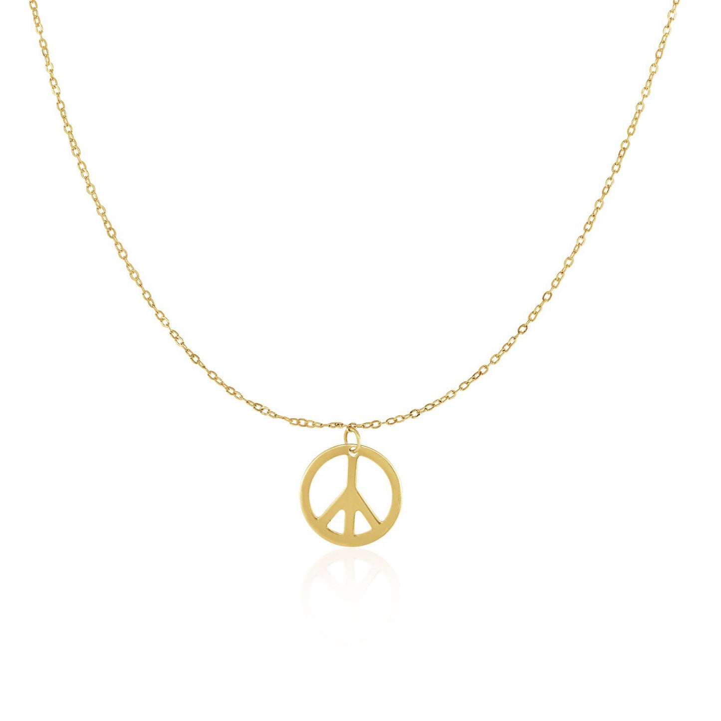 14k Yellow Gold with Peace Symbol Pendant in a sleek high-contrast midnight luxury editorial style