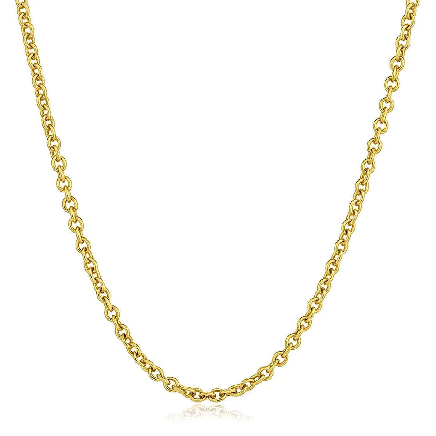 2.2mm 14K Yellow Gold Forsantina Lite Cable Link Chain in a sleek high-contrast midnight luxury editorial style