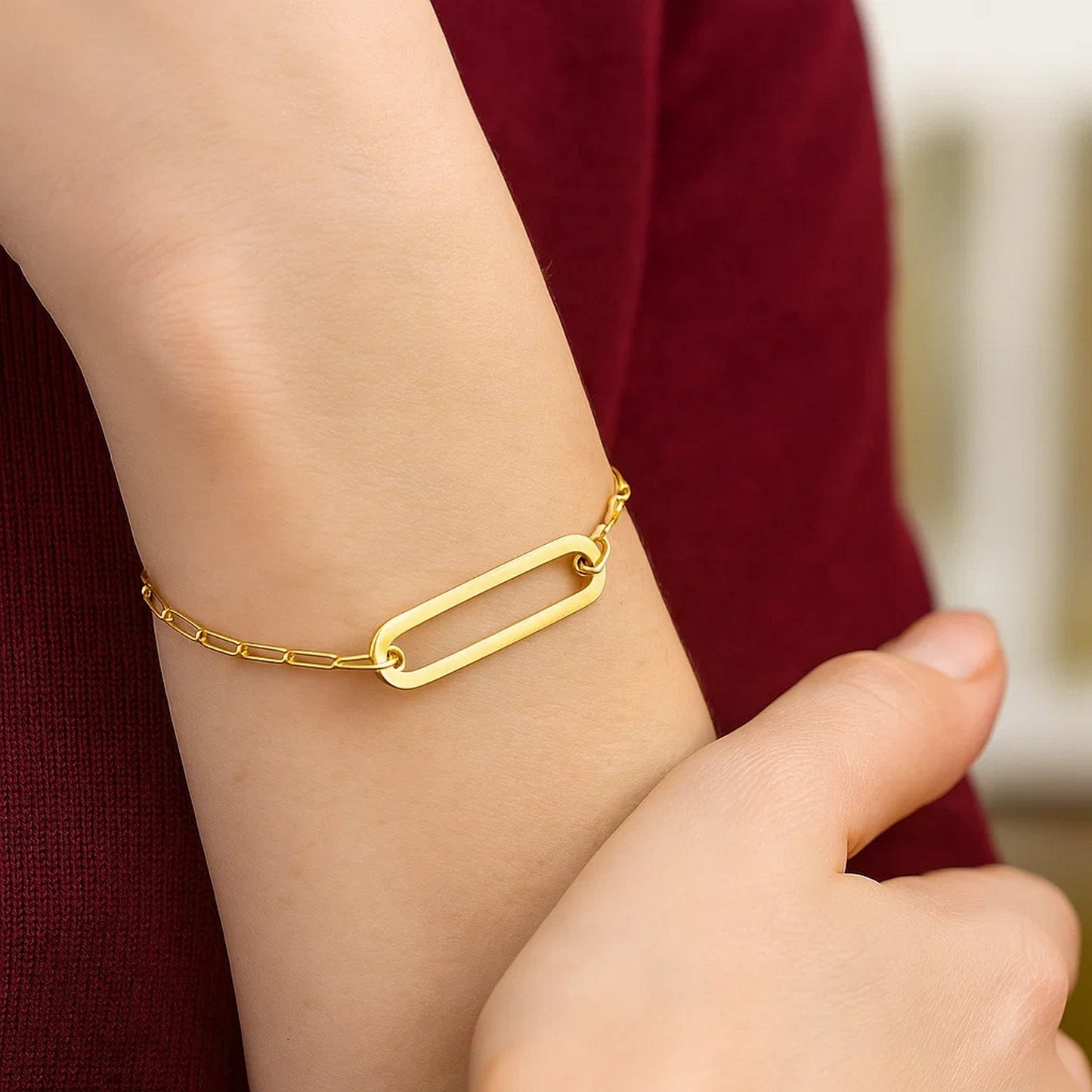 14k Yellow Gold High Polish Open Straight Paperclip Bracelet (2.10 mm)