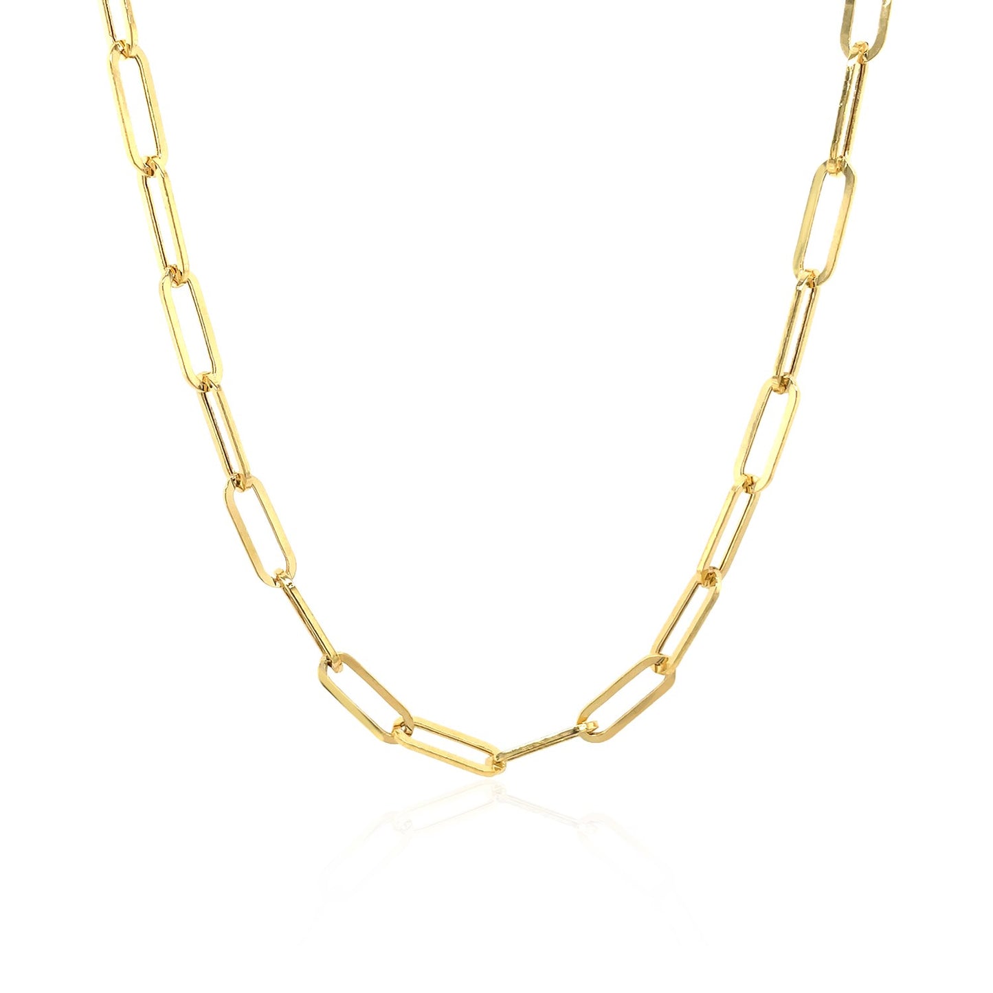 14K Yellow Gold Wide Paperclip Chain (3.20 mm) in a sleek high-contrast midnight luxury editorial style