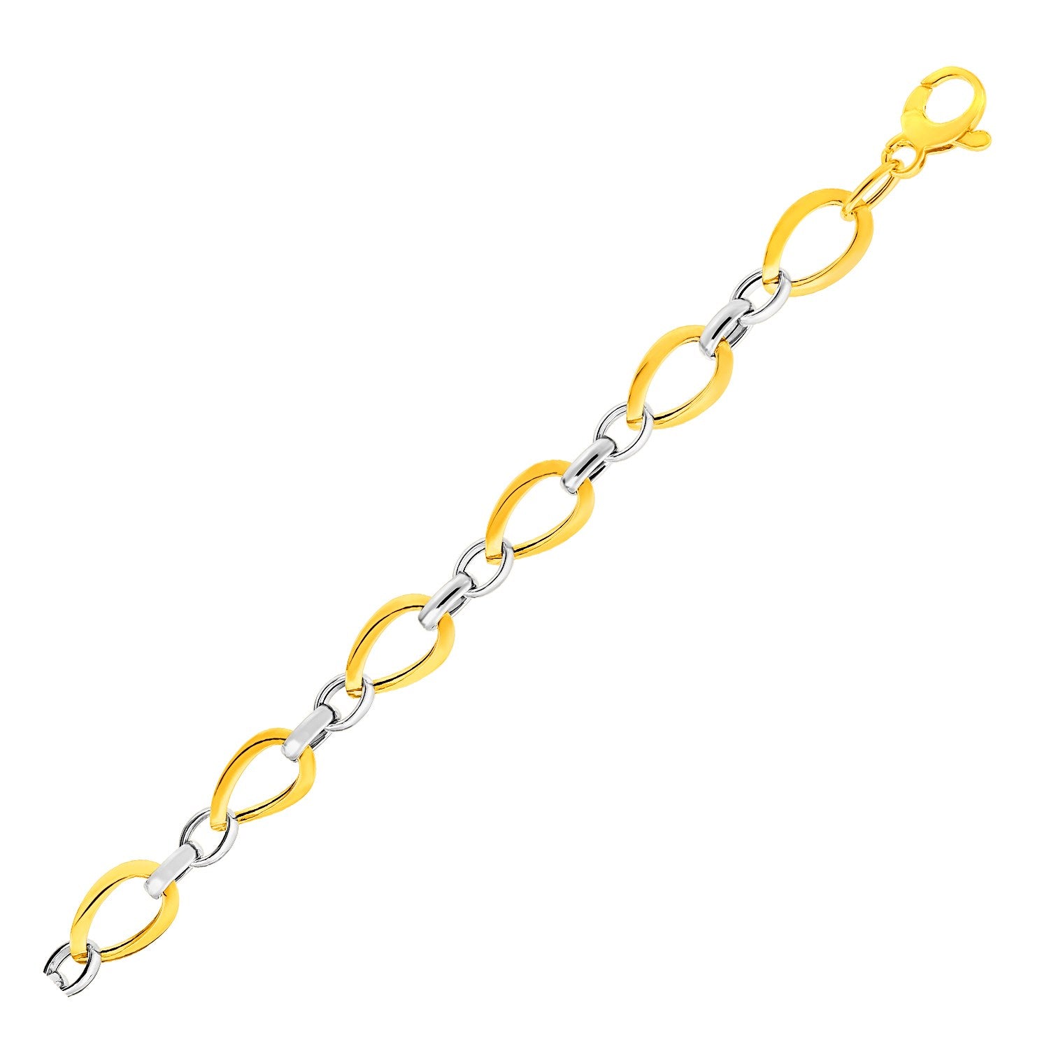Twisted Oval Chain Bracelet in 14k Two Tone Gold (7.40 mm) in a sleek high-contrast midnight luxury editorial style