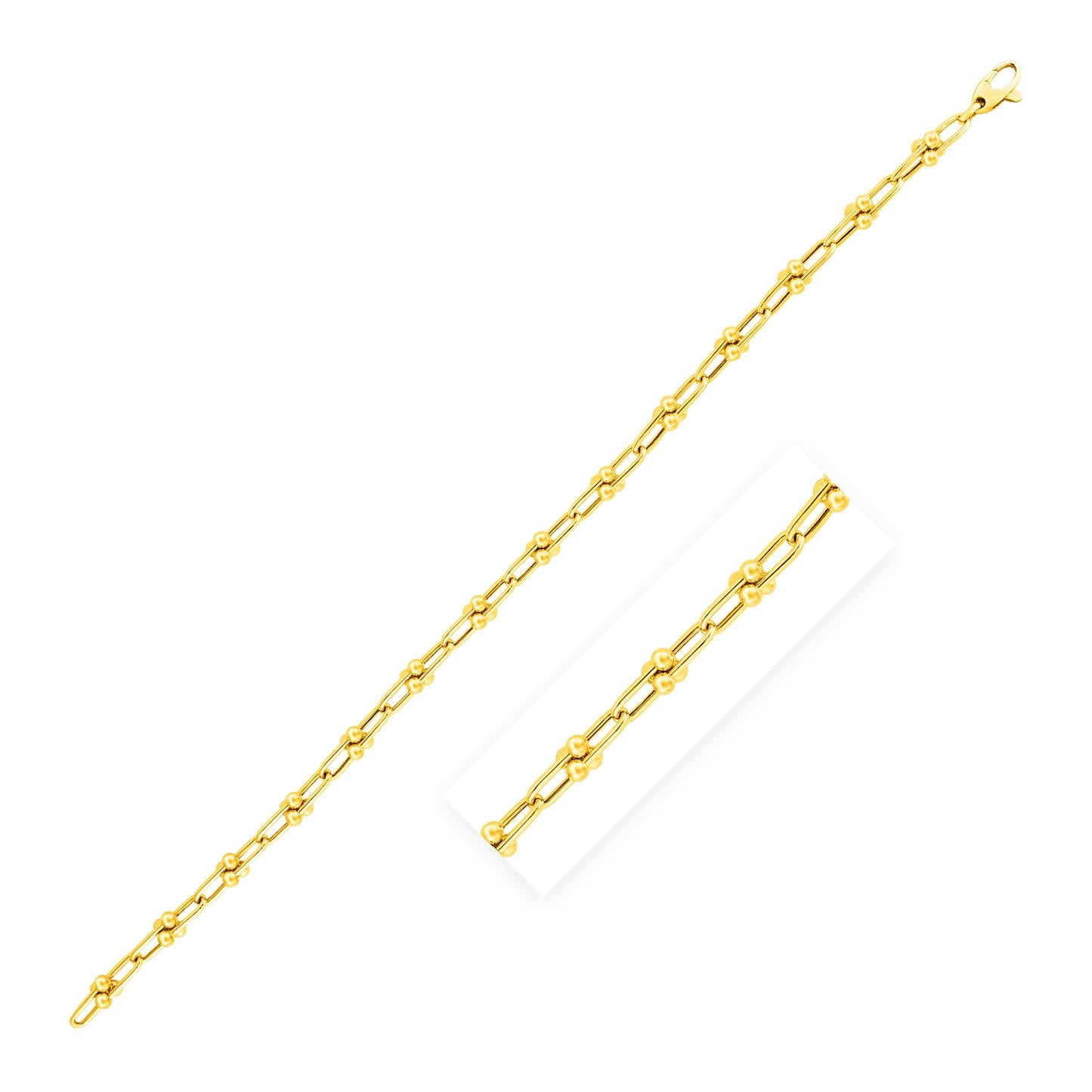 14k Yellow Gold 7 1/2 inch Jax Chain Bracelet (3.00 mm) in a sleek high-contrast midnight luxury editorial style