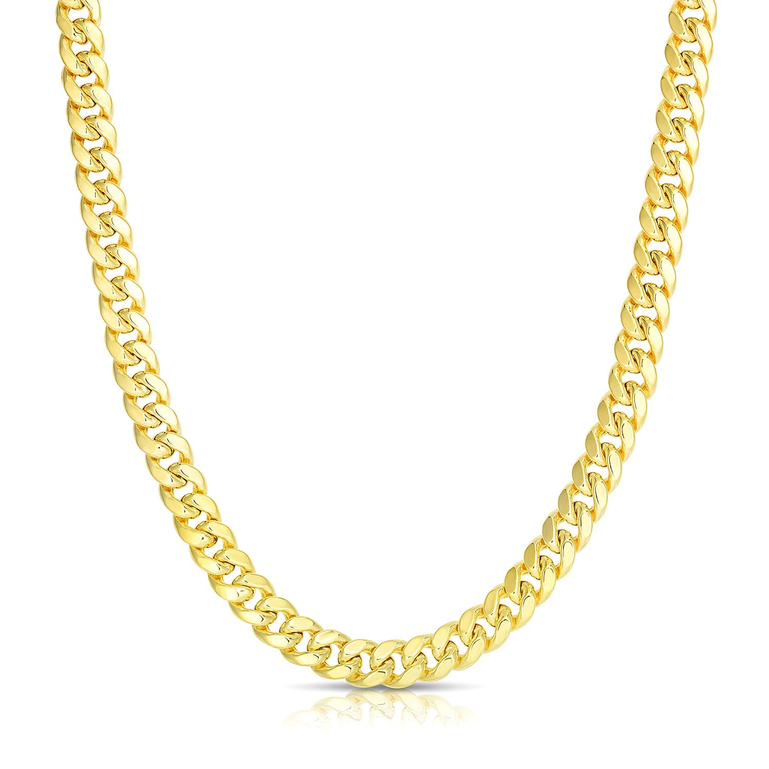 14k Yellow Gold Semi Solid Miami Cuban Chain (6.10 mm) in a sleek high-contrast midnight luxury editorial style
