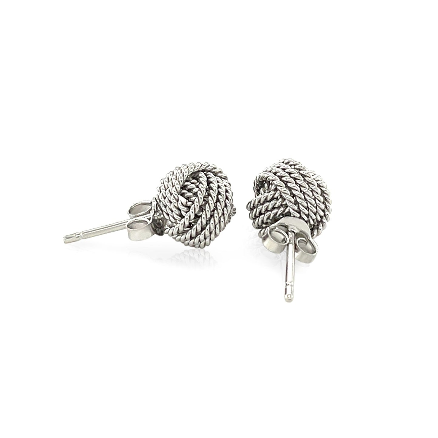 Sterling Silver Textured Love Knot Stud Style Earrings(9mm) - Peelerie