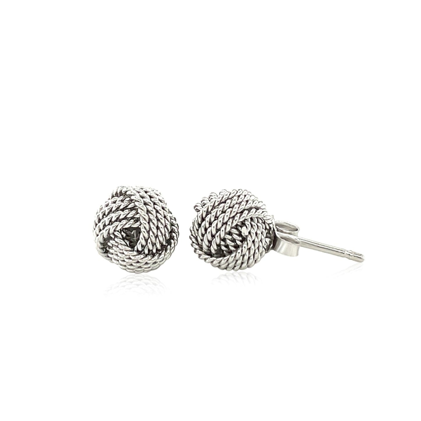 Sterling Silver Textured Love Knot Stud Style Earrings(9mm) - Peelerie