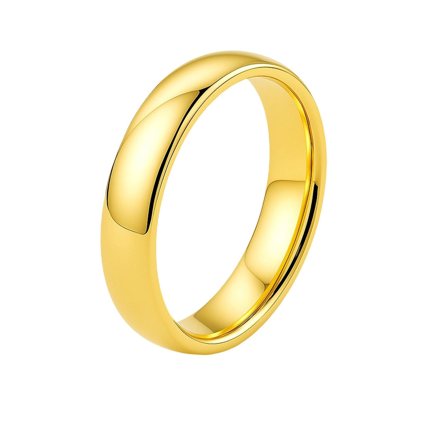 14k Yellow Gold Comfort Fit Wedding Band(4.00 mm) in a sleek high-contrast midnight luxury editorial style