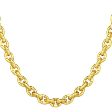 14k Yellow Gold Polished Oval Link Necklace