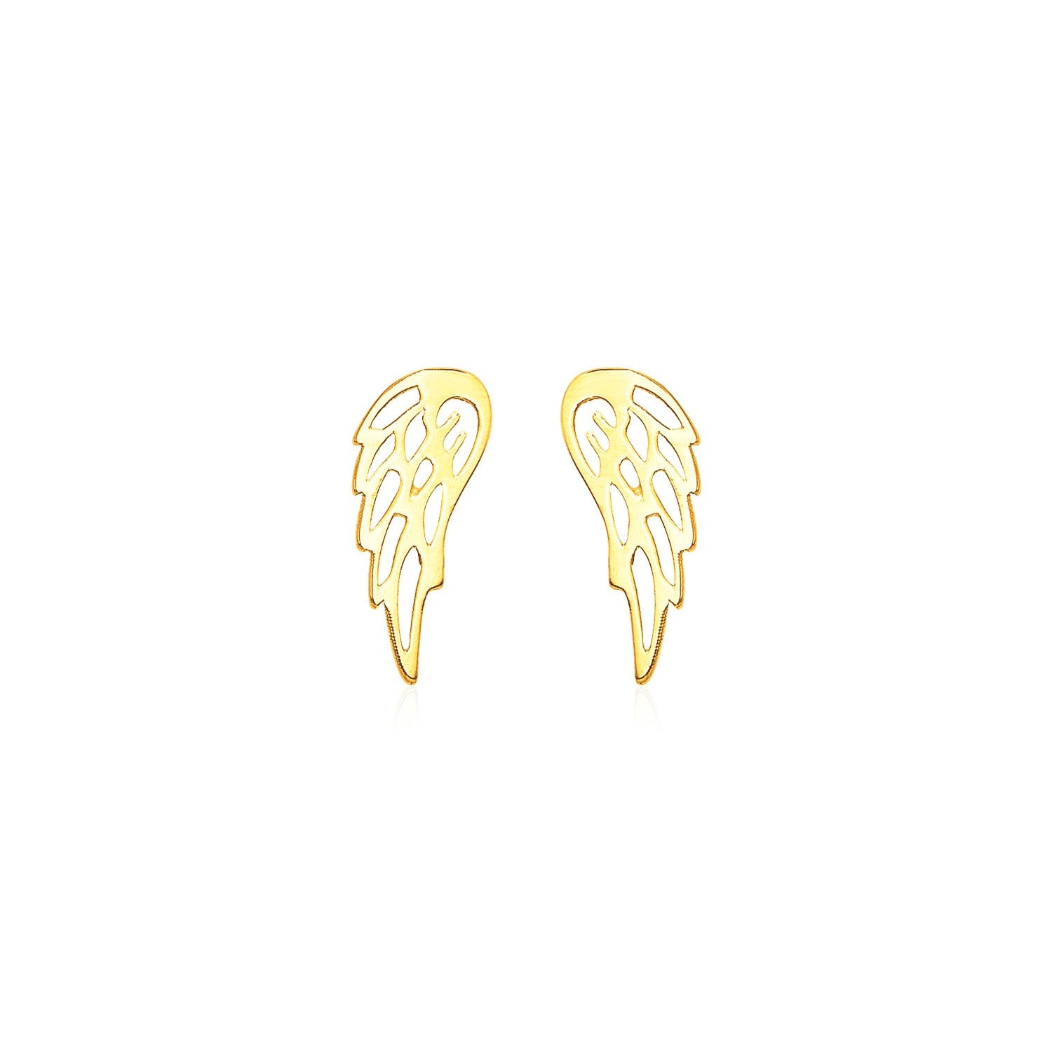 14k Yellow Gold Polished Wing Post Earrings in a sleek high-contrast midnight luxury editorial style