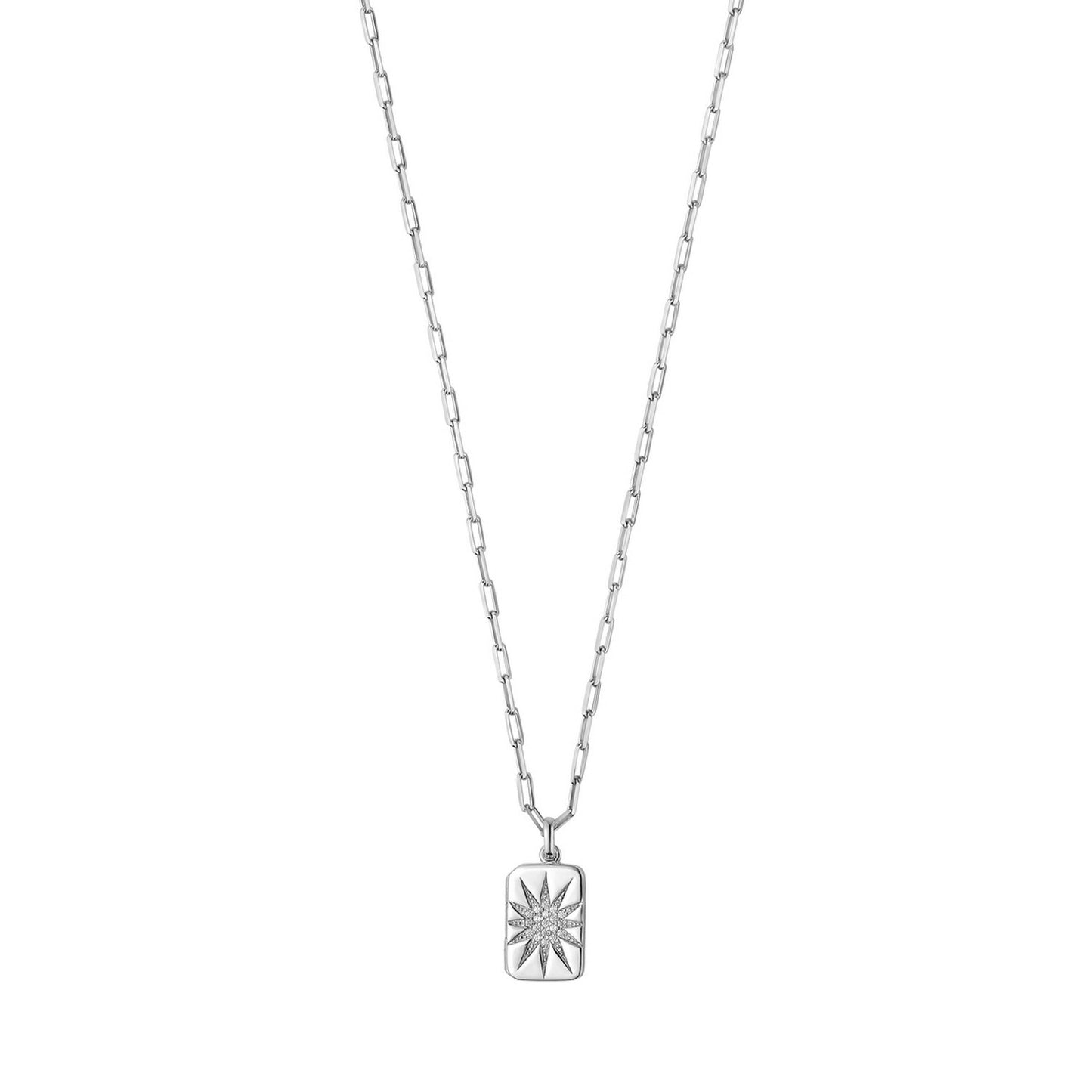 Sterling silver, rhodium plated necklace set with cubic zirconia