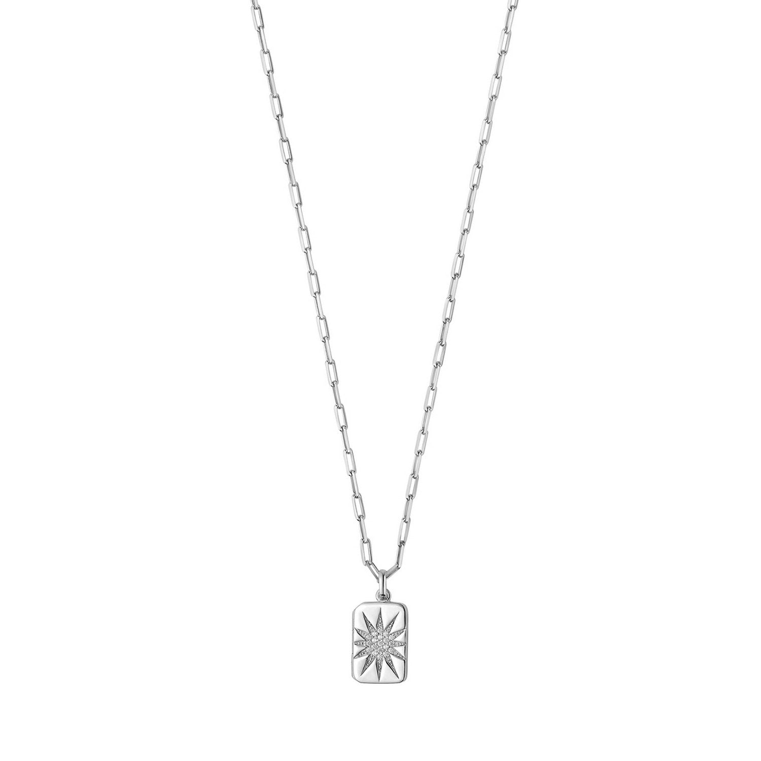 Sterling silver, rhodium plated necklace set with cubic zirconia