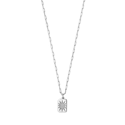 Sterling silver, rhodium plated necklace set with cubic zirconia
