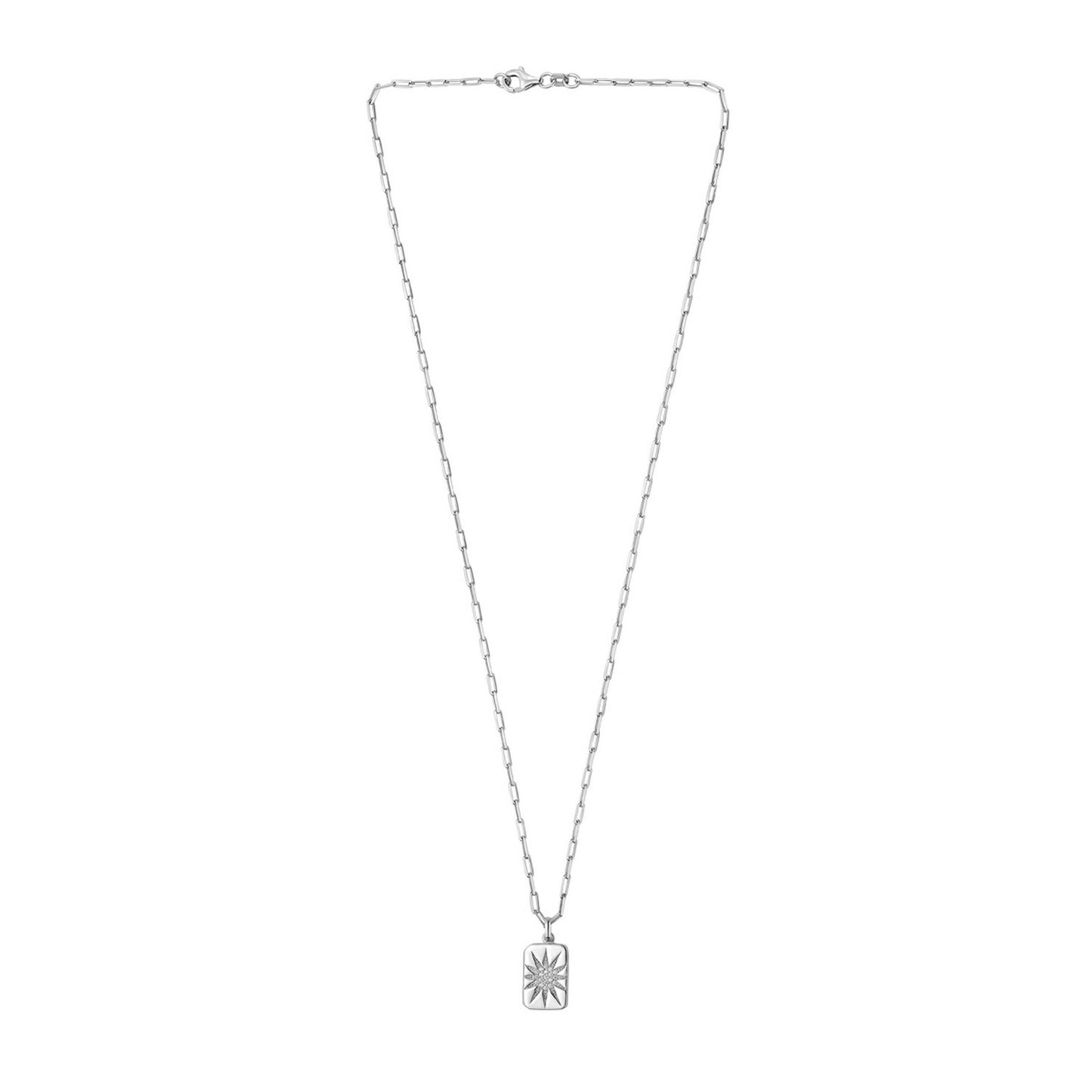 Sterling silver, rhodium plated necklace set with cubic zirconia