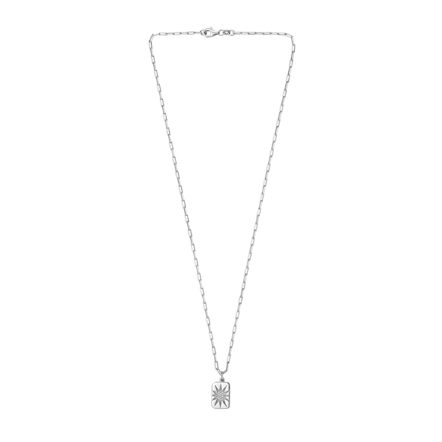 Sterling silver, rhodium plated necklace set with cubic zirconia