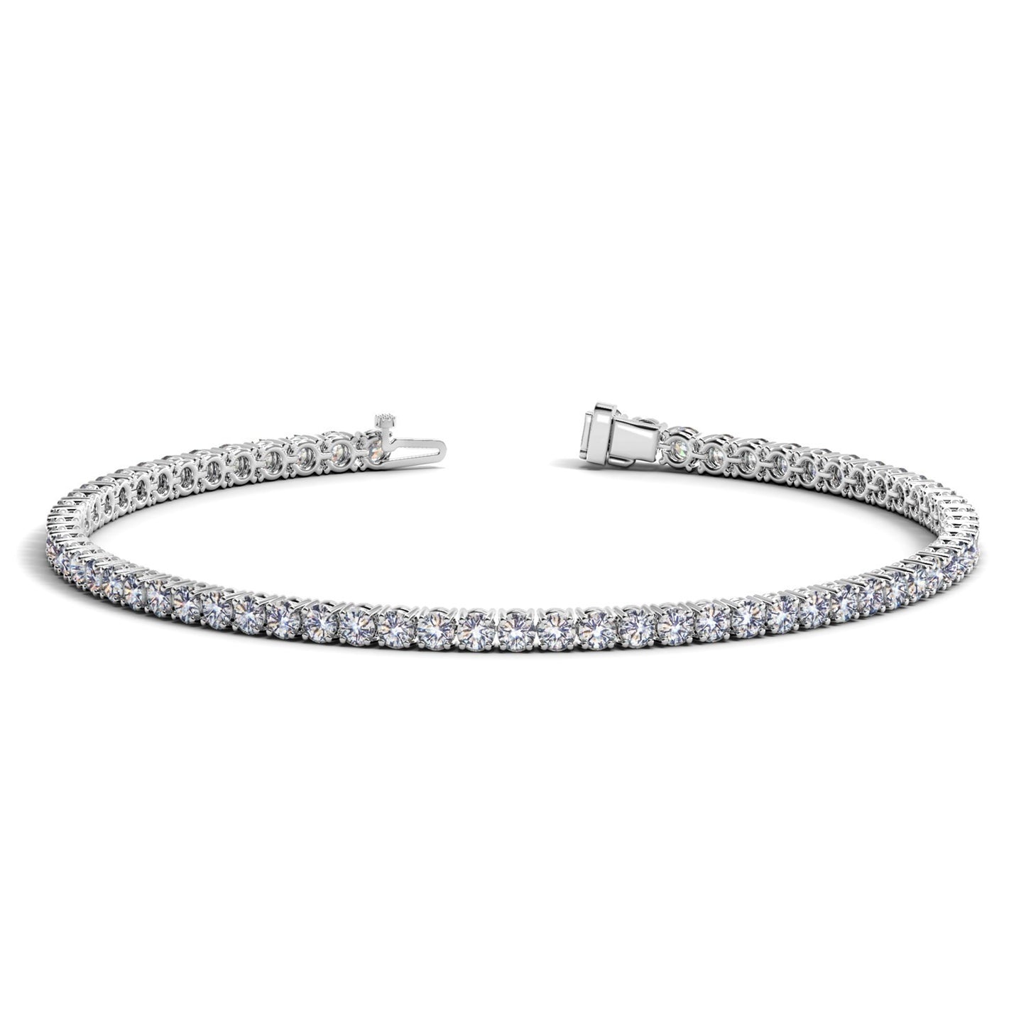 Lab Grown Round Diamond Tennis Bracelet in 14k White Gold (3 cctw F/G VS2/SI1) in a sleek high-contrast midnight luxury edito