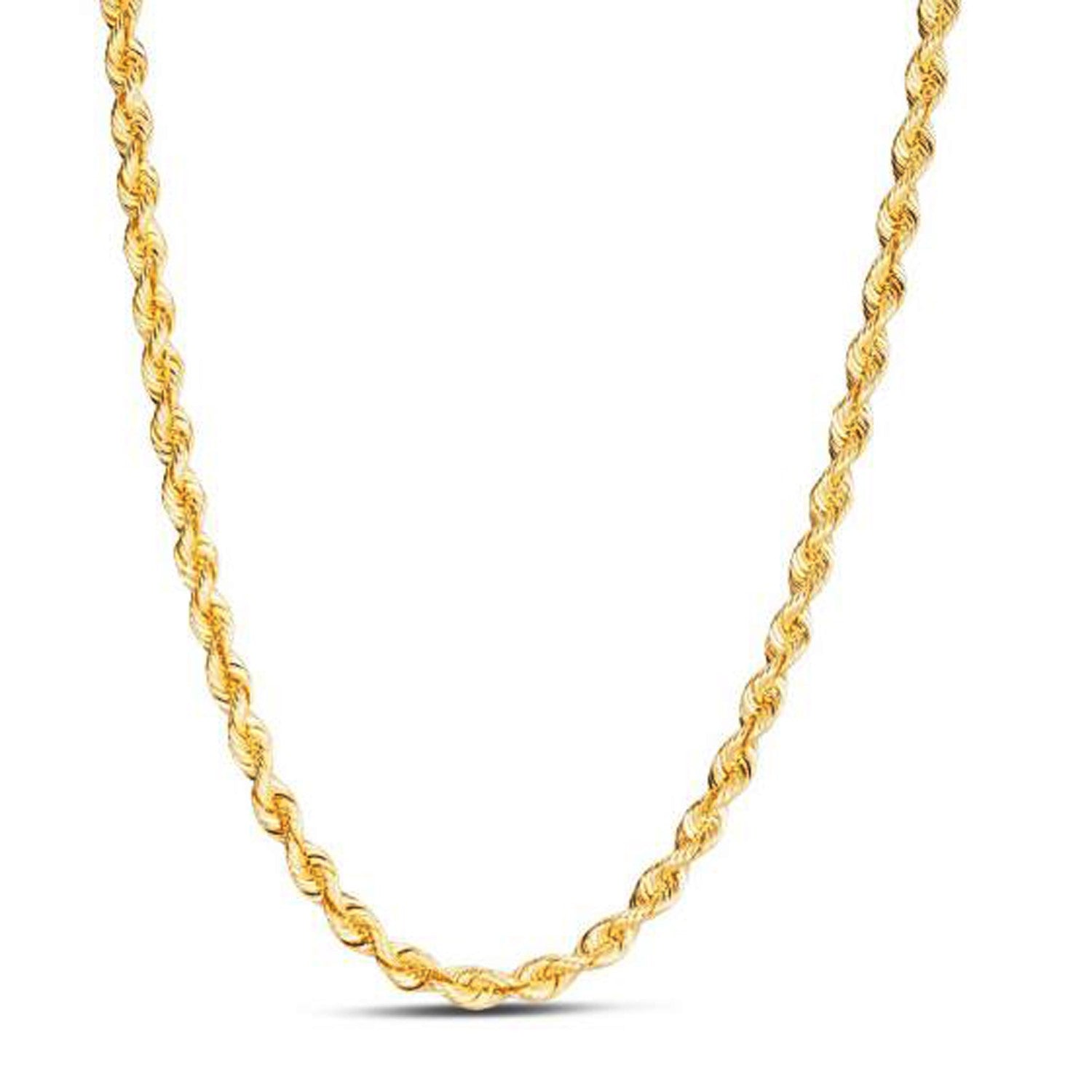 14k Yellow Gold Light Rope Chain (4.3 mm) in a sleek high-contrast midnight luxury editorial style