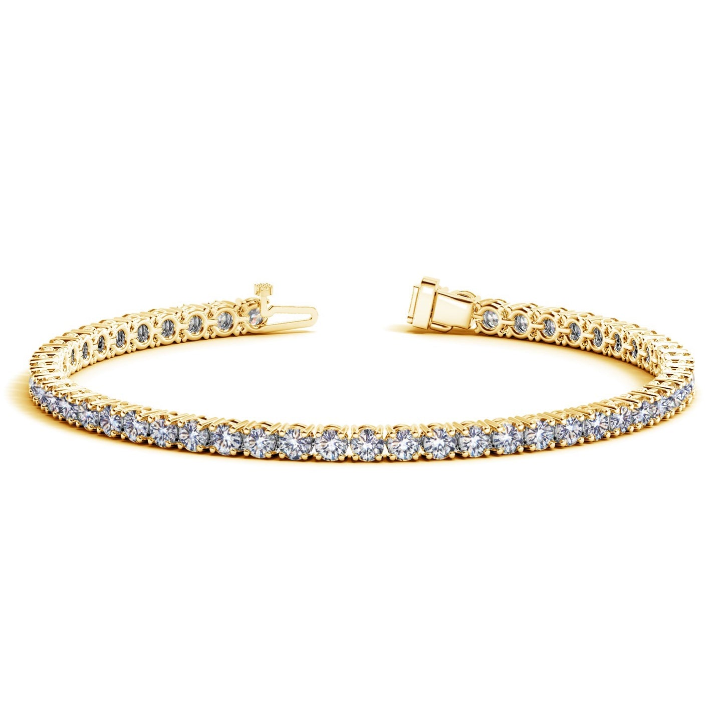 Lab Grown Round Diamond Tennis Bracelet in 14k Yellow Gold (6 cctw F/G VS2/SI1) in a sleek high-contrast midnight luxury edit