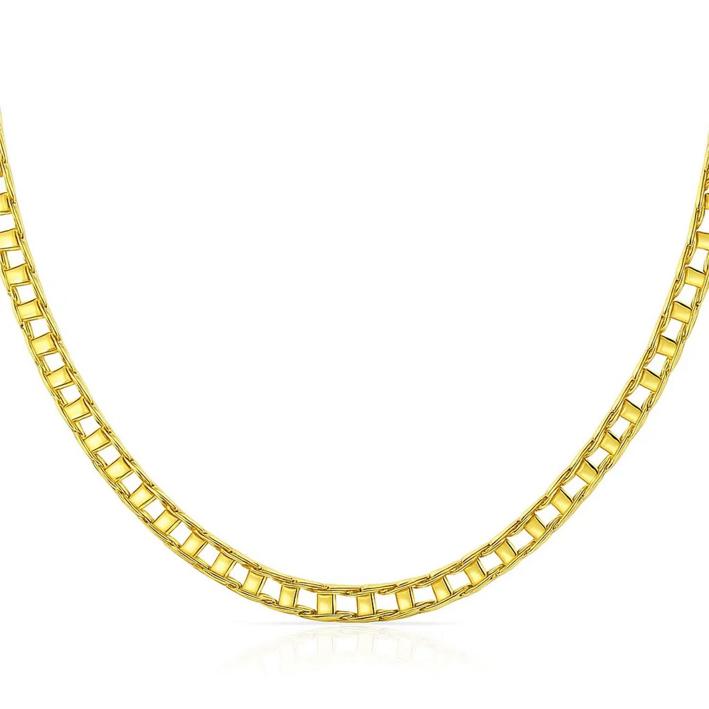 14k Yellow Gold Mens Necklace with Track Design Links (5.00 mm)