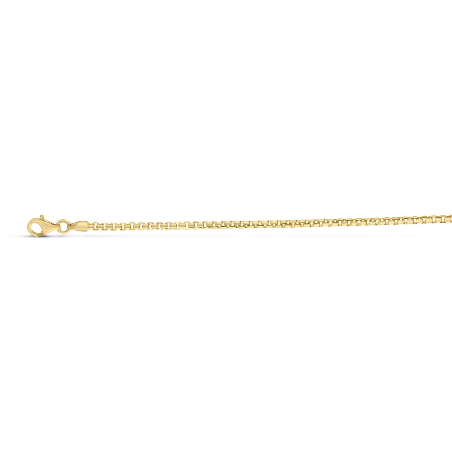 Sterling Silver Yellow Gold Plated Round Box Chain (2.10 mm)