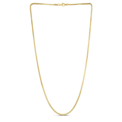 Sterling Silver Yellow Gold Plated Round Box Chain (2.10 mm)