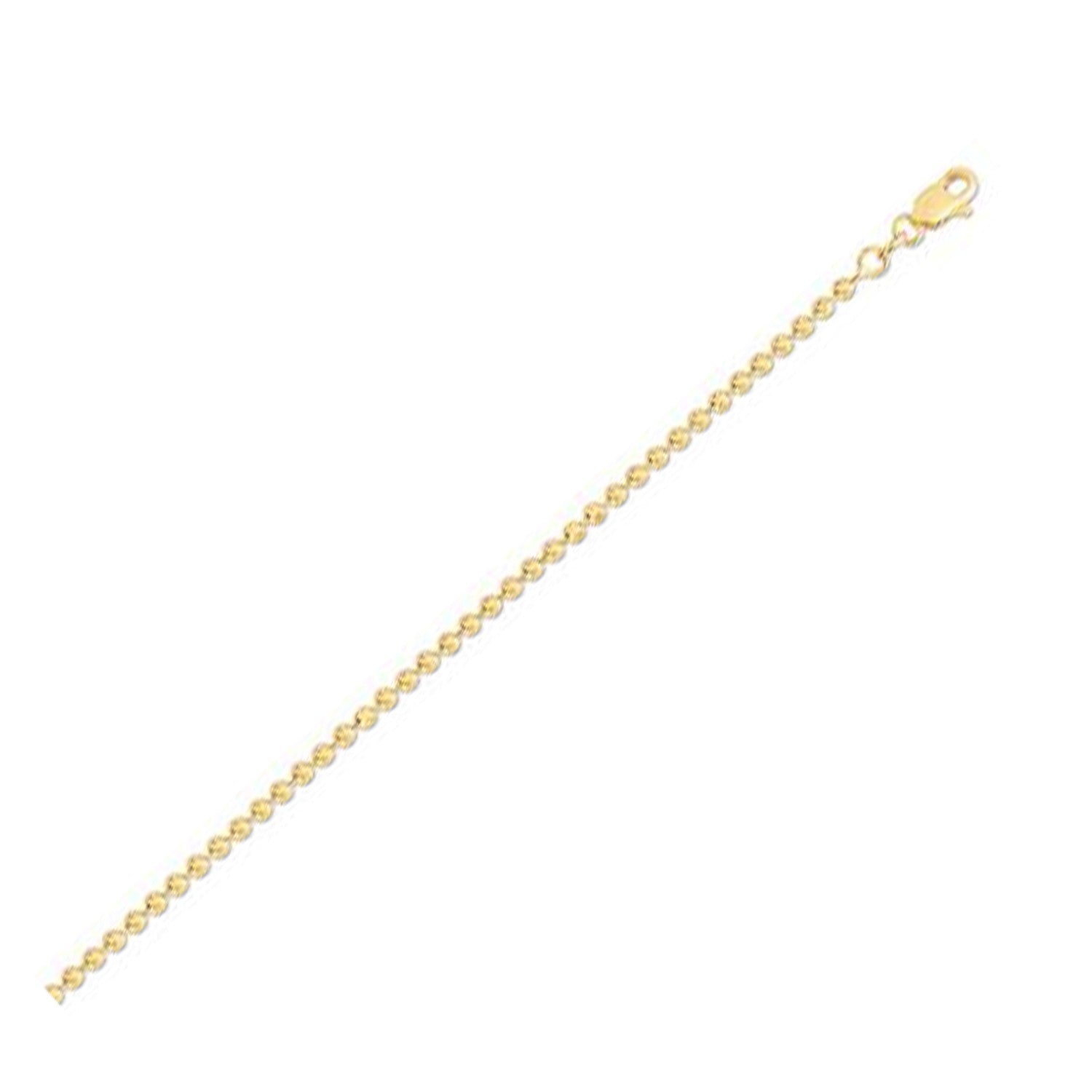 Moon Cut Bead Chain in 14k Yellow Gold (2.50 mm) in a sleek high-contrast midnight luxury editorial style