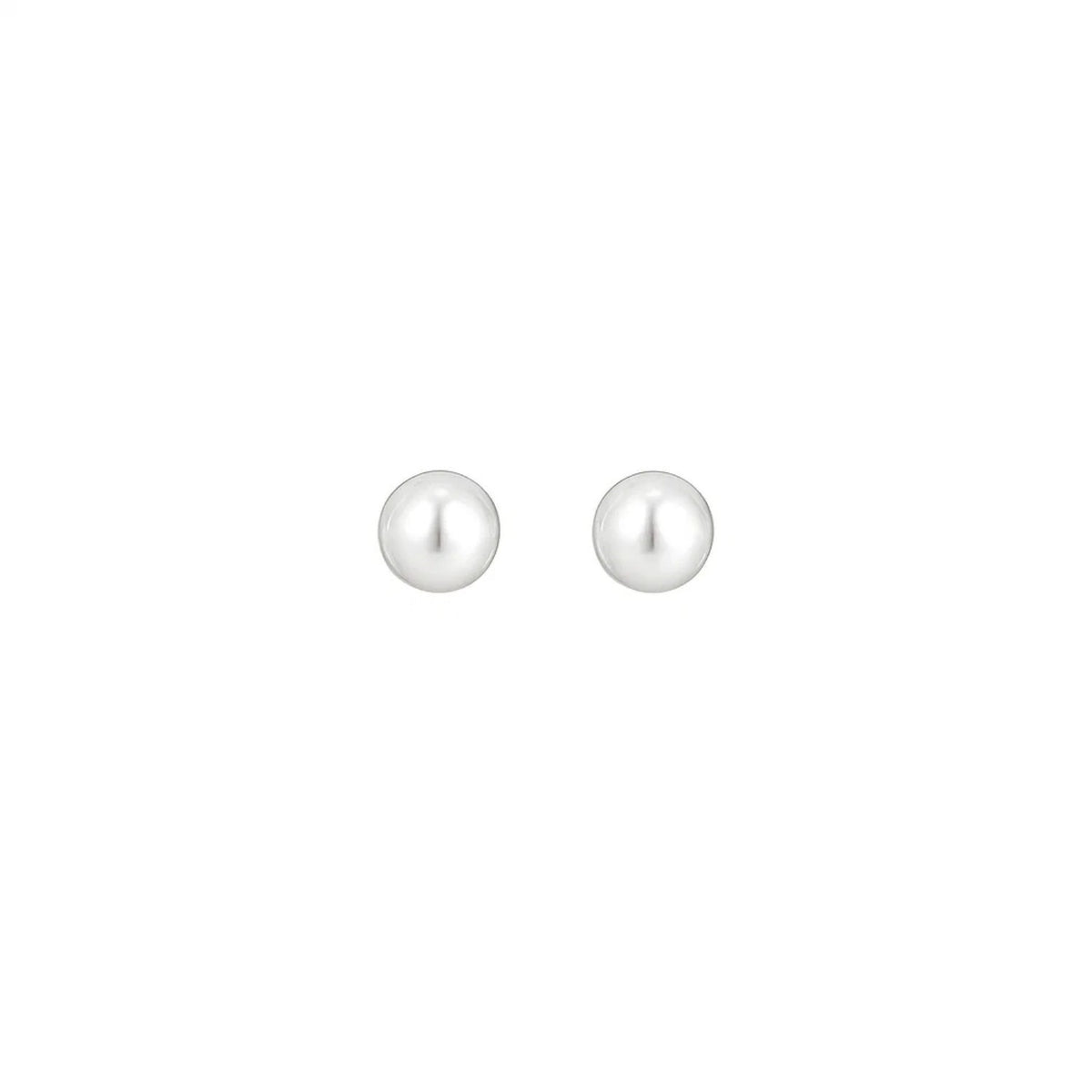 White Freshwater Cultured Pearl Stud Earrings in 14K White Gold (4.00 mm)