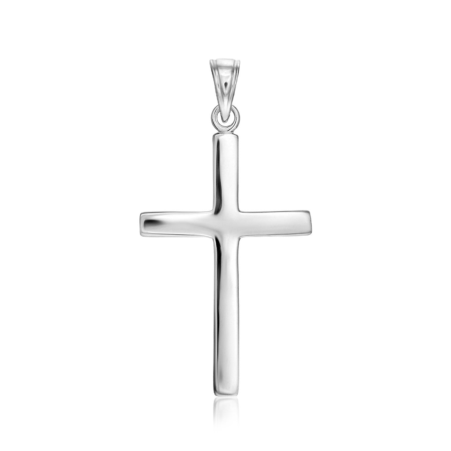 Sterling Silver Polished Cross Pendant in a sleek high-contrast midnight luxury editorial style