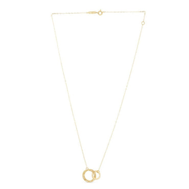 14k Yellow Gold High Polish Linked Double Circle Cutout Necklace