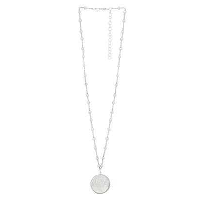 Sterling Silver Rhodium Plated Tree of Life Pendant Necklace