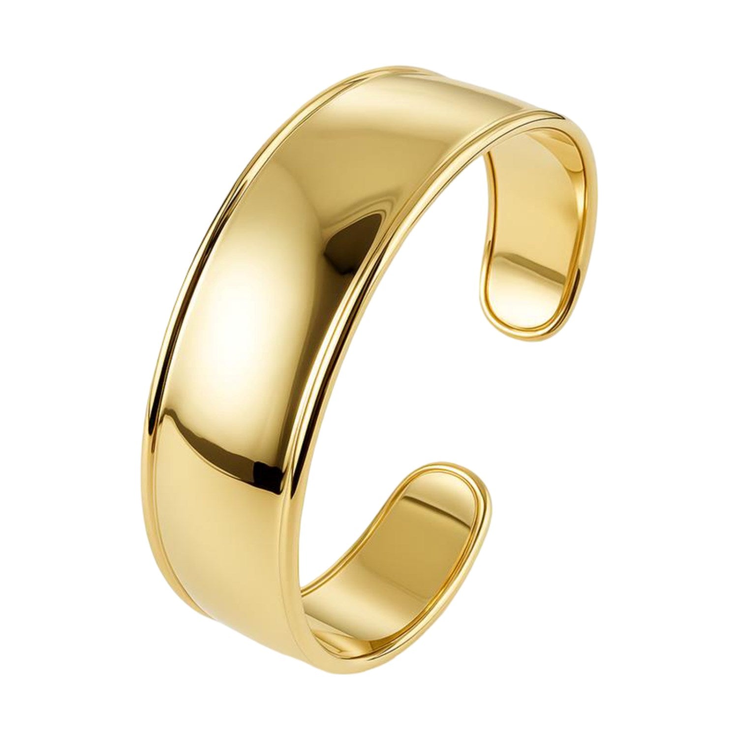 Designer Classic Cuff Bangle in 14K Yellow Gold (20.40 mm) in a sleek high-contrast midnight luxury editorial style
