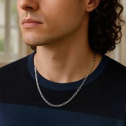 14K White Gold Delicate Paperclip Chain (2.10 mm) - Peelerie