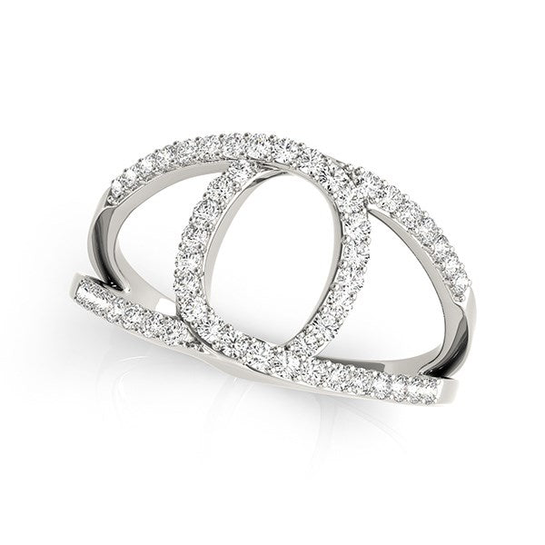 14k White Gold Diamond Loop Style Dual Band Ring (1/2 cttw) in a sleek high-contrast midnight luxury editorial style