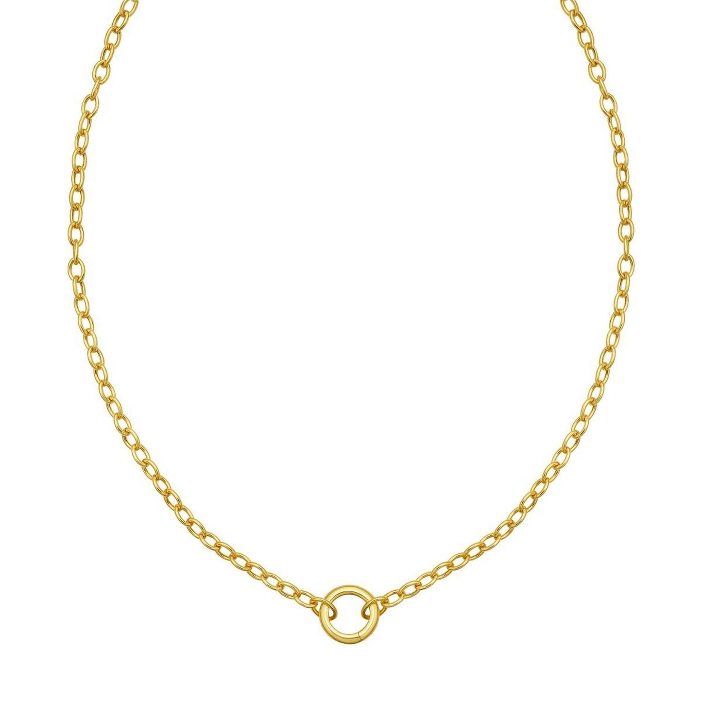 14K Yellow Gold Push Lock Charm Necklace (4.20 mm)