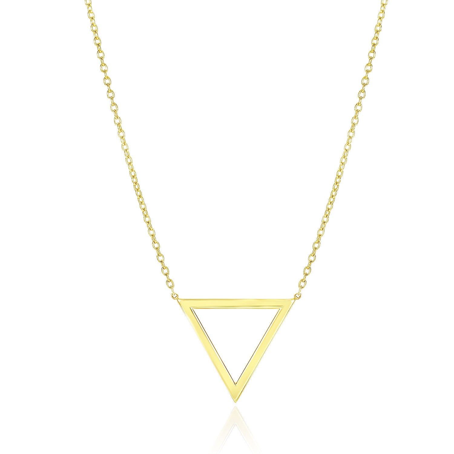 14k Yellow Gold Delta Symbol Chain Necklace in a sleek high-contrast midnight luxury editorial style