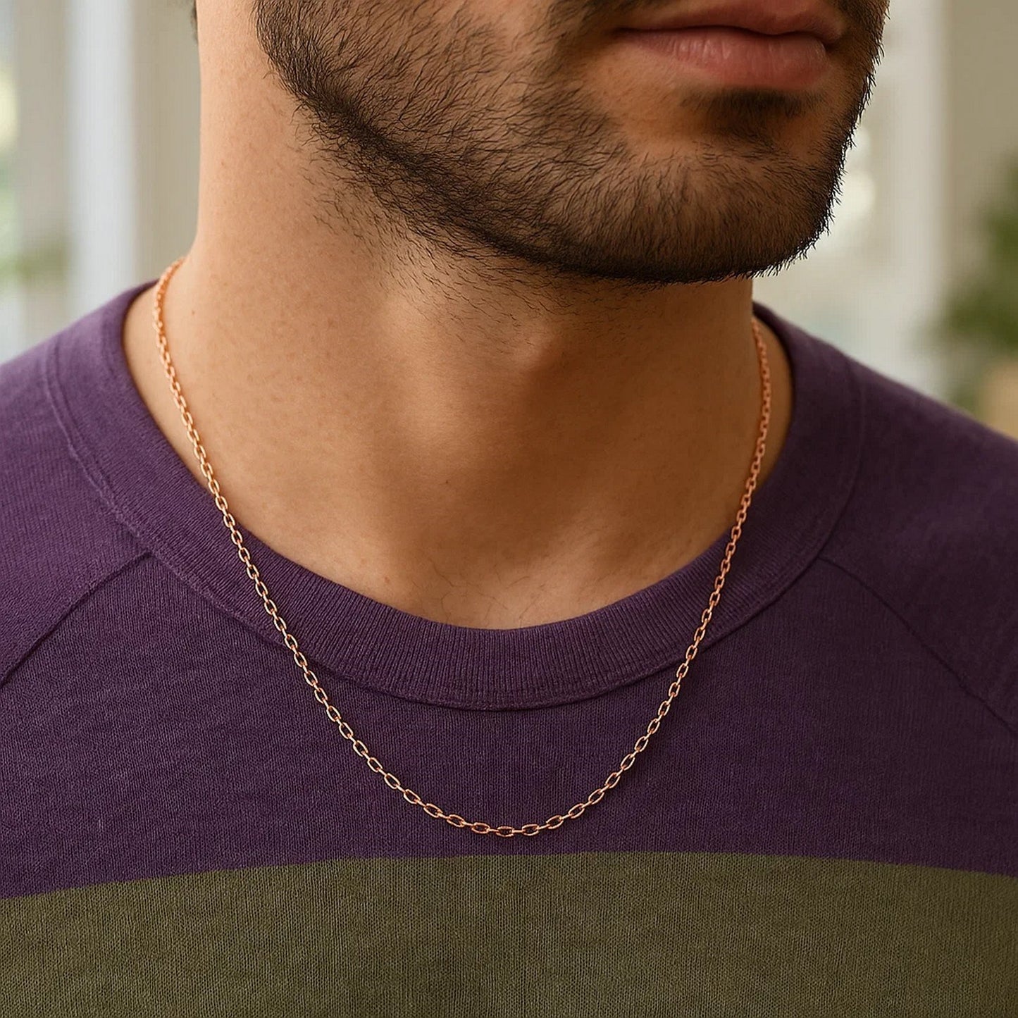 14k Rose Gold Round Cable Link Chain (1.50 mm)