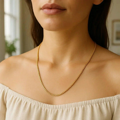 14k Yellow Gold Round Box Chain (1.3 mm) - Peelerie