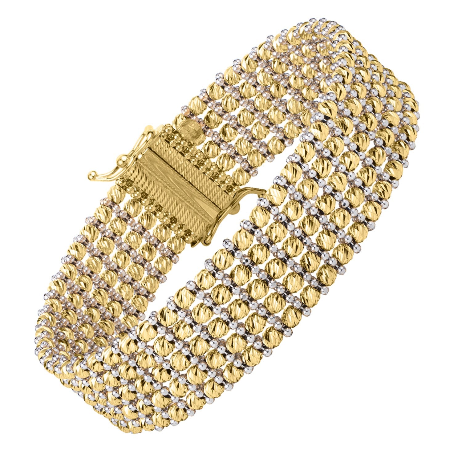 Medium Red Carpet Bracelet in 14K Two Tone Gold (14.10 mm) in a sleek high-contrast midnight luxury editorial style