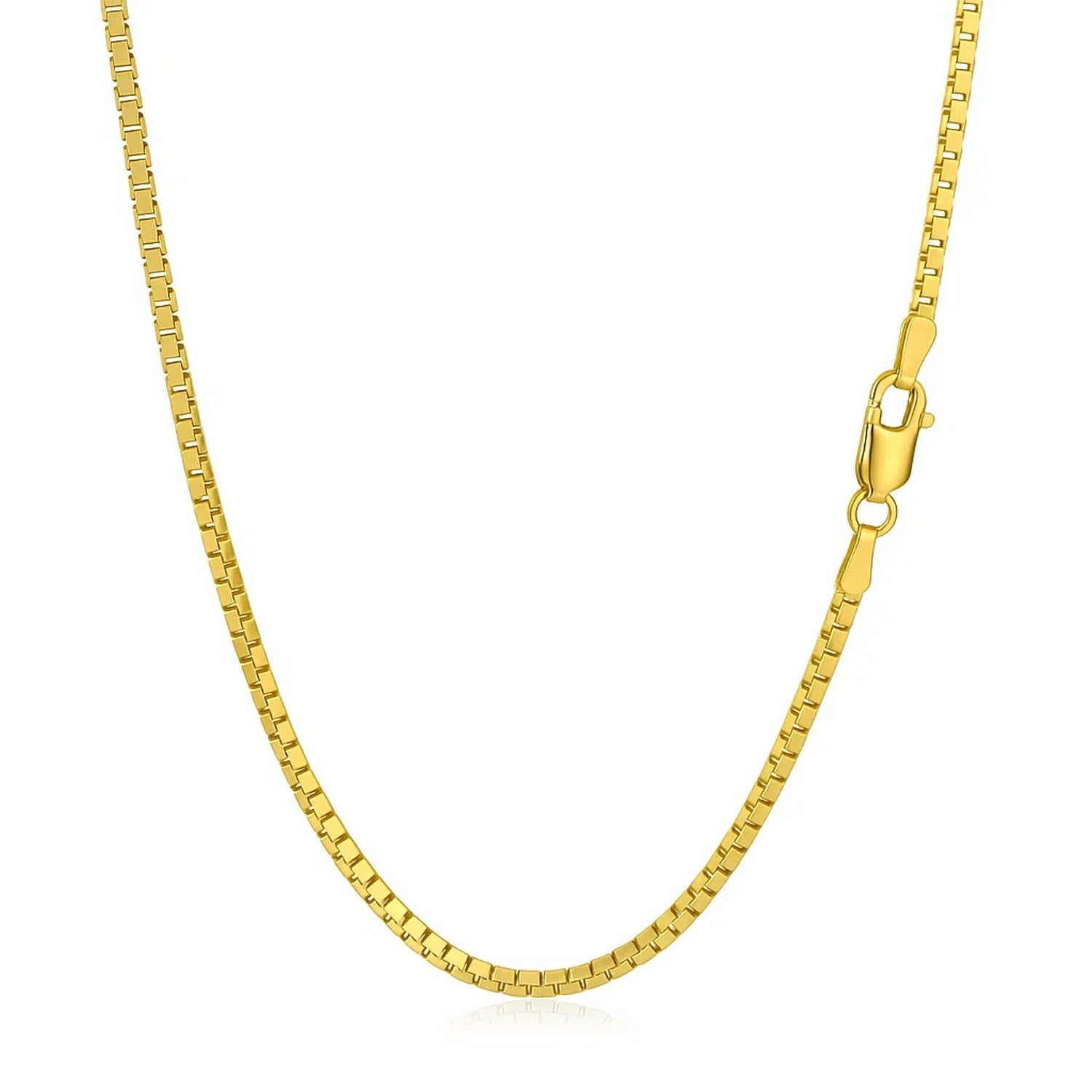 14k Yellow Gold Semi Solid Box Chain (2.10 mm) in a sleek high-contrast midnight luxury editorial style