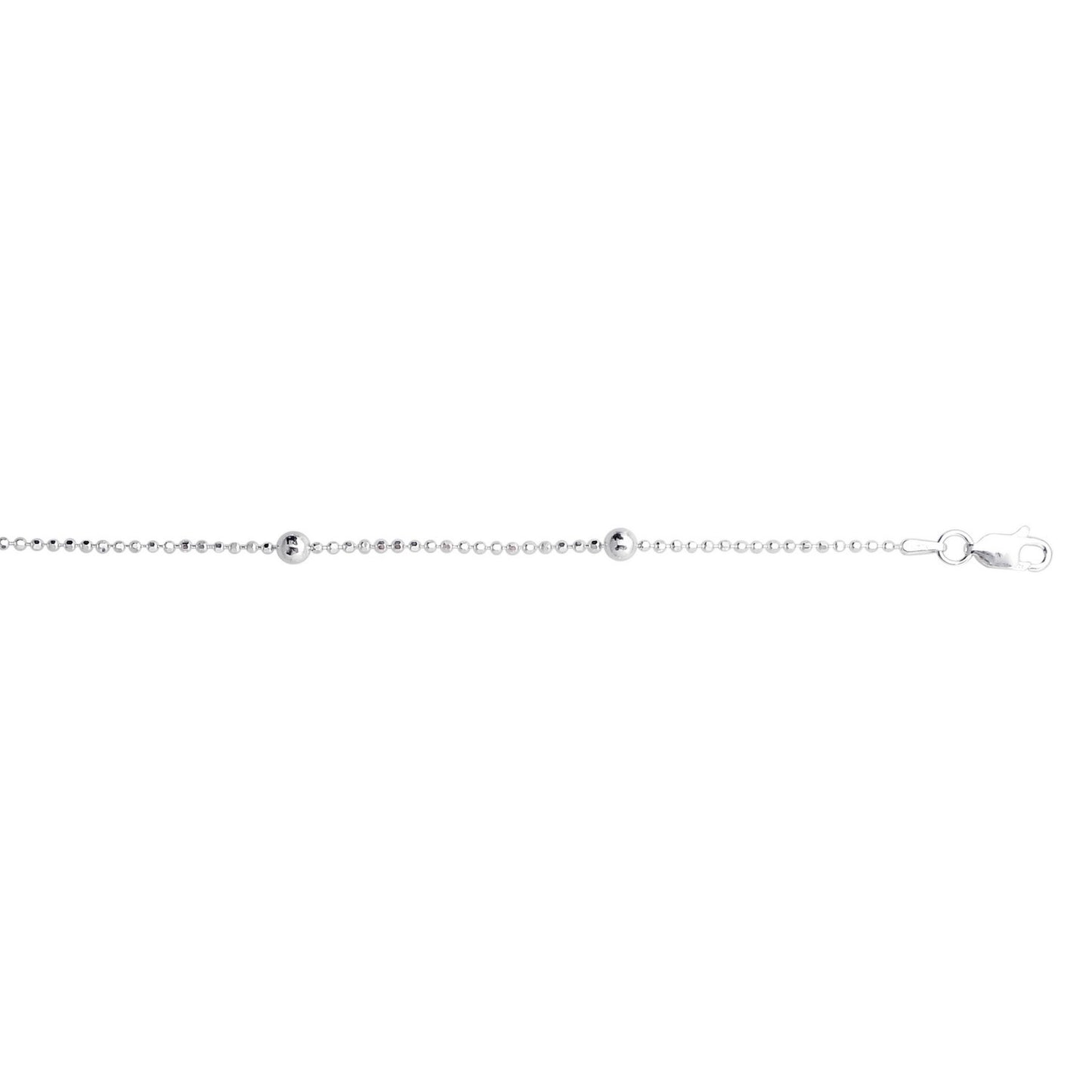 Sterling Silver Rhodium Plated Bead Station Anklet