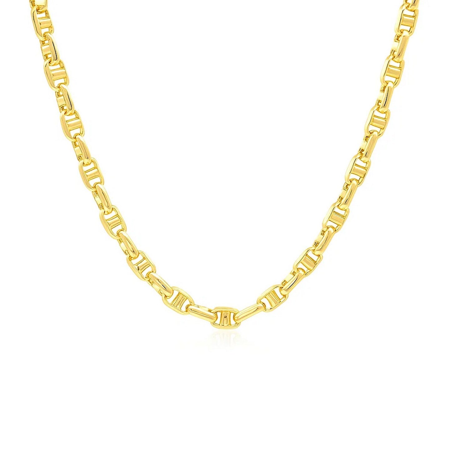 14k Yellow Gold Lite Anchor Chain (4.10 mm) in a sleek high-contrast midnight luxury editorial style