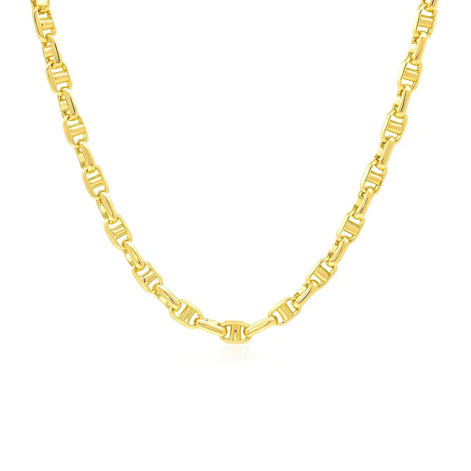 14k Yellow Gold Lite Anchor Chain (4.10 mm) in a sleek high-contrast midnight luxury editorial style