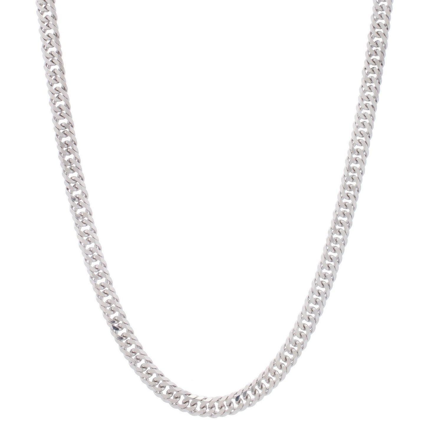 Sterling Silver Rhodium Plated Flat Miami Cuban Chain (6.70 mm)